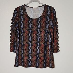 Lysse Red and Blue Patterned Blouse